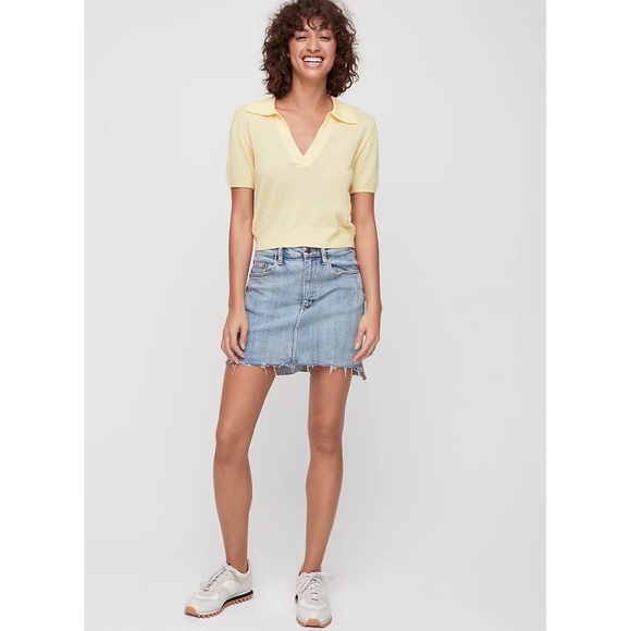 ARITZIA WILFRED FREE Tanit Cut Off Denim Skirt in Vintage Blue Bottle - Picture 9 of 9